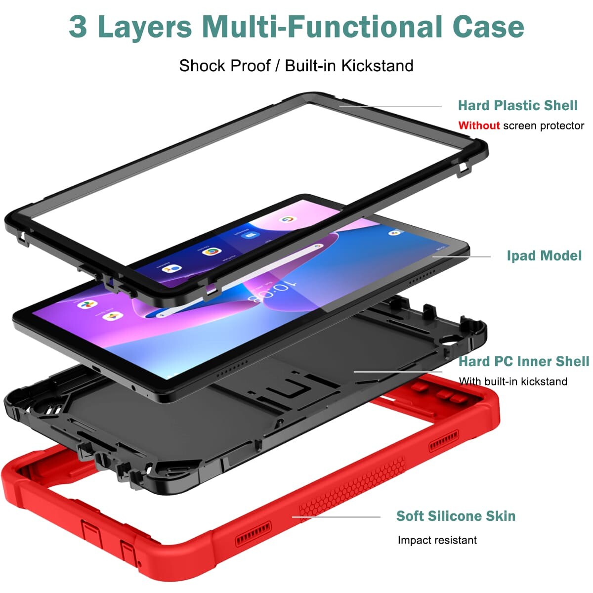 .Heavy Duty Shockproof Case;Lenovo TAB M10 Case;Rugged Armor Tablet Cover;Kickstand Tablet Protective Cover;Shockproof Tablet Case;Durable Tablet Case for TAB M10;Protective Case for TAB M10;Rugged Protection Tablet Case;Lightweight Shockproof Cover;TAB M10 Drop Protection