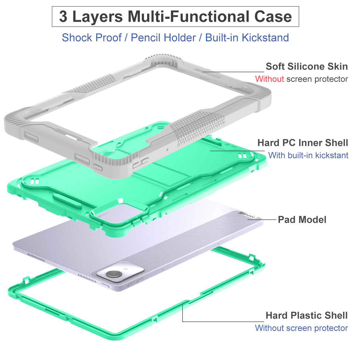 .Heavy Duty Shockproof Case;Lenovo TAB M11 2024 Case;Rugged Armor Tablet Cover;Kickstand Tablet Protective Cover;Shockproof Tablet Case;Durable Tablet Case for TAB M11 2024;Protective Case for TAB M11 2024;Rugged Protection Tablet Case;Lightweight Shockproof Cover;TAB M11 2024 Drop Protection