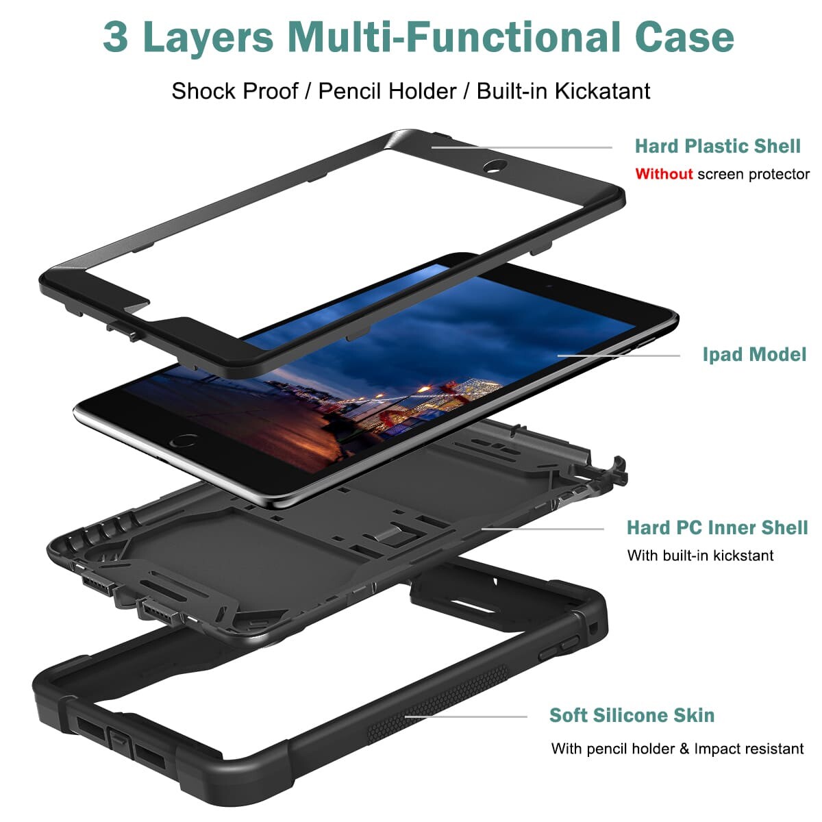 iPad mini4 case;Shockproof tablet case;Three-in-one iPad case;Anti-fall protective case;Durable iPad cover;iPad case with screen protector;Lightweight iPad case;Heavy-duty tablet case;iPad mini4 protection;Premium iPad accessories;iPad mini5 case;iPad mini5 protection