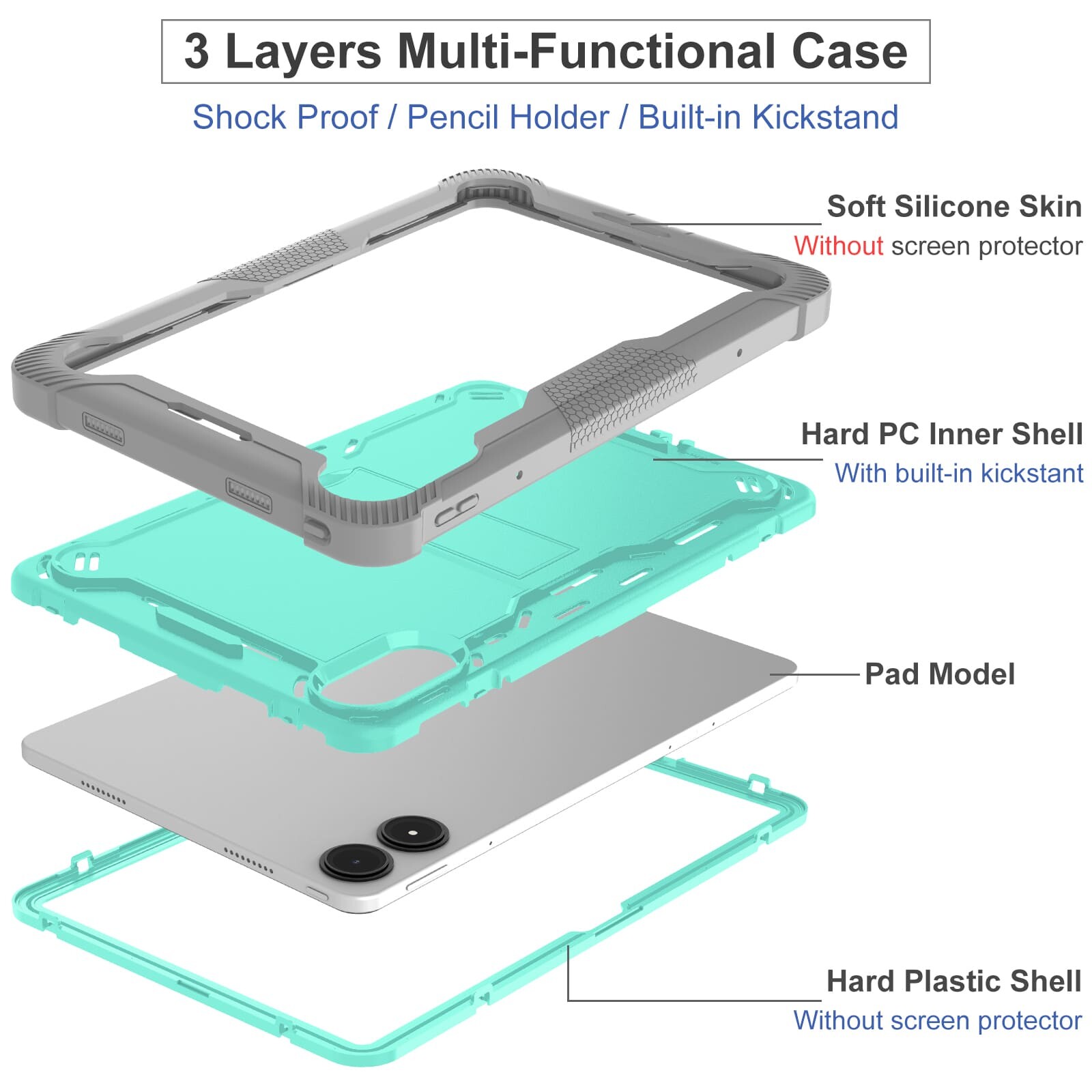 .Redmi Pro Pad case;Shockproof tablet case;Three-in-one tablet protector;Anti-fall tablet case;Redmi Pad SE protective cover;Durable tablet case;Lightweight tablet case;Tablet case with stand;Portable tablet case;Redmi Pro Pad accessories