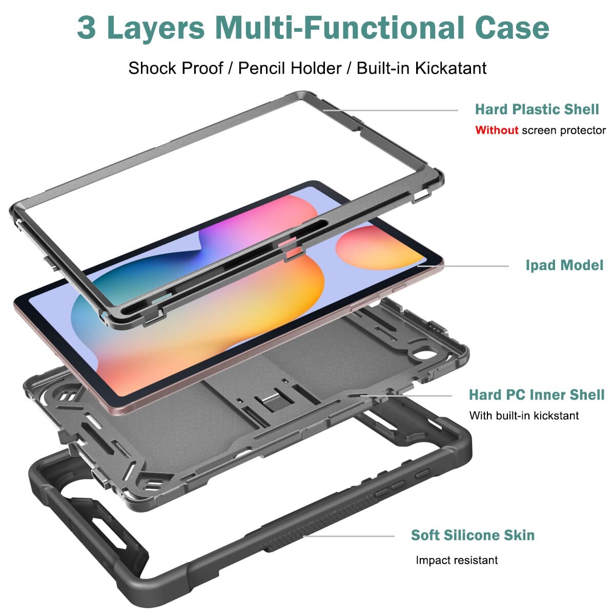 .Heavy Duty Shockproof Case;Samsung Galaxy Tab S6 Lite Case;Rugged Armor Tablet Cover;Kickstand Tablet Protective Cover;Shockproof Tablet Case;Durable Tablet Case for S6 Lite;Protective Case for Galaxy Tab S6 Lite;Rugged Protection Tablet Case;Lightweight Shockproof Cover;Galaxy Tab S6 Lite Drop Protection