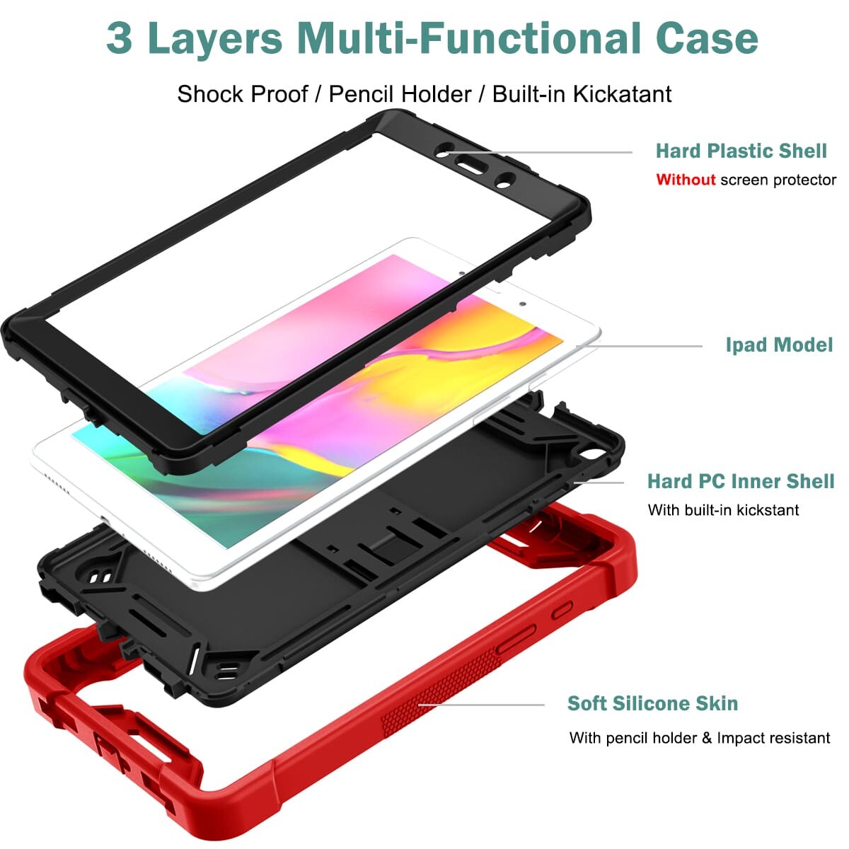 .Heavy Duty Shockproof Case;Samsung Galaxy Tab A 8.0 Case;Rugged Armor Tablet Cover;Kickstand Tablet Protective Cover;Shockproof Tablet Case;Durable Tablet Case for A 8.0;Protective Case for Galaxy Tab A 8.0;Rugged Protection Tablet Case;Lightweight Shockproof Cover;Galaxy Tab A 8.0 Drop Protection