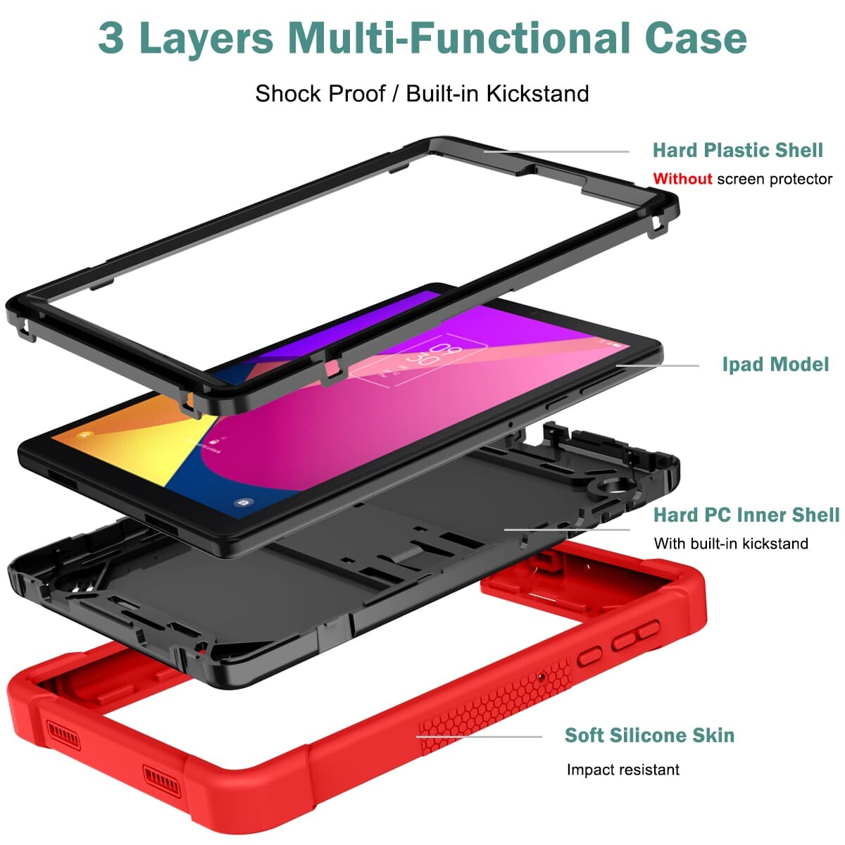 .Heavy Duty Shockproof Case;TCL TAB 8 LE Case;Rugged Armor Tablet Cover;Kickstand Tablet Protective Cover;Shockproof Tablet Case;Durable Tablet Case for TCL TAB 8 LE;Protective Case for TCL TAB 8 LE;Rugged Protection Tablet Case;Lightweight Shockproof Cover;TCL TAB 8 LE Drop Protection