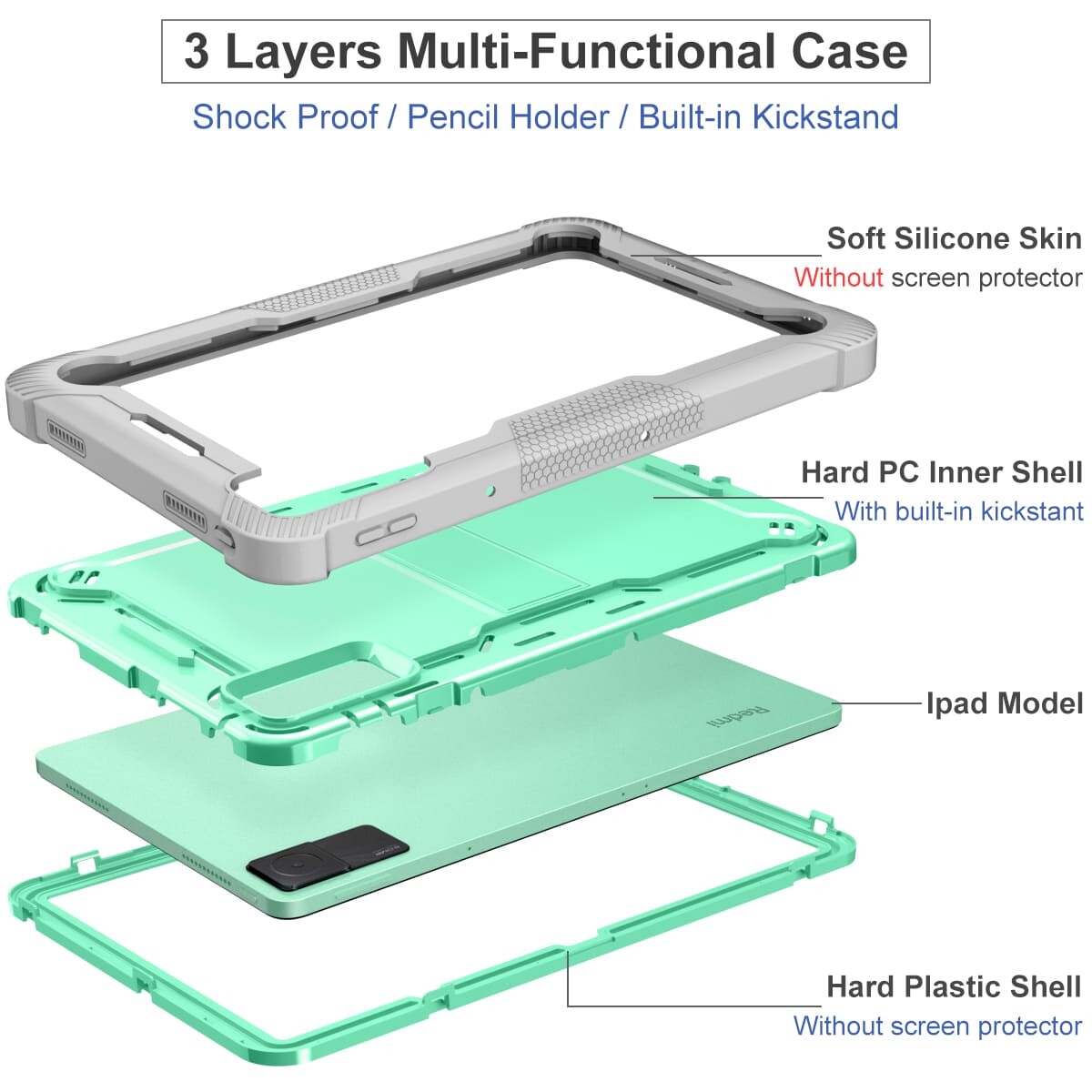 .Heavy Duty Shockproof Case;Redmi Pad 10.61 inch Case;Rugged Armor Tablet Cover;Kickstand Tablet Protective Cover;Shockproof Tablet Case;Durable Tablet Case for Redmi Pad 10.61 inch;Protective Case for Redmi Pad 10.61 inch;Rugged Protection Tablet Case;Lightweight Shockproof Cover;Redmi Pad 10.61 inch Drop Protection