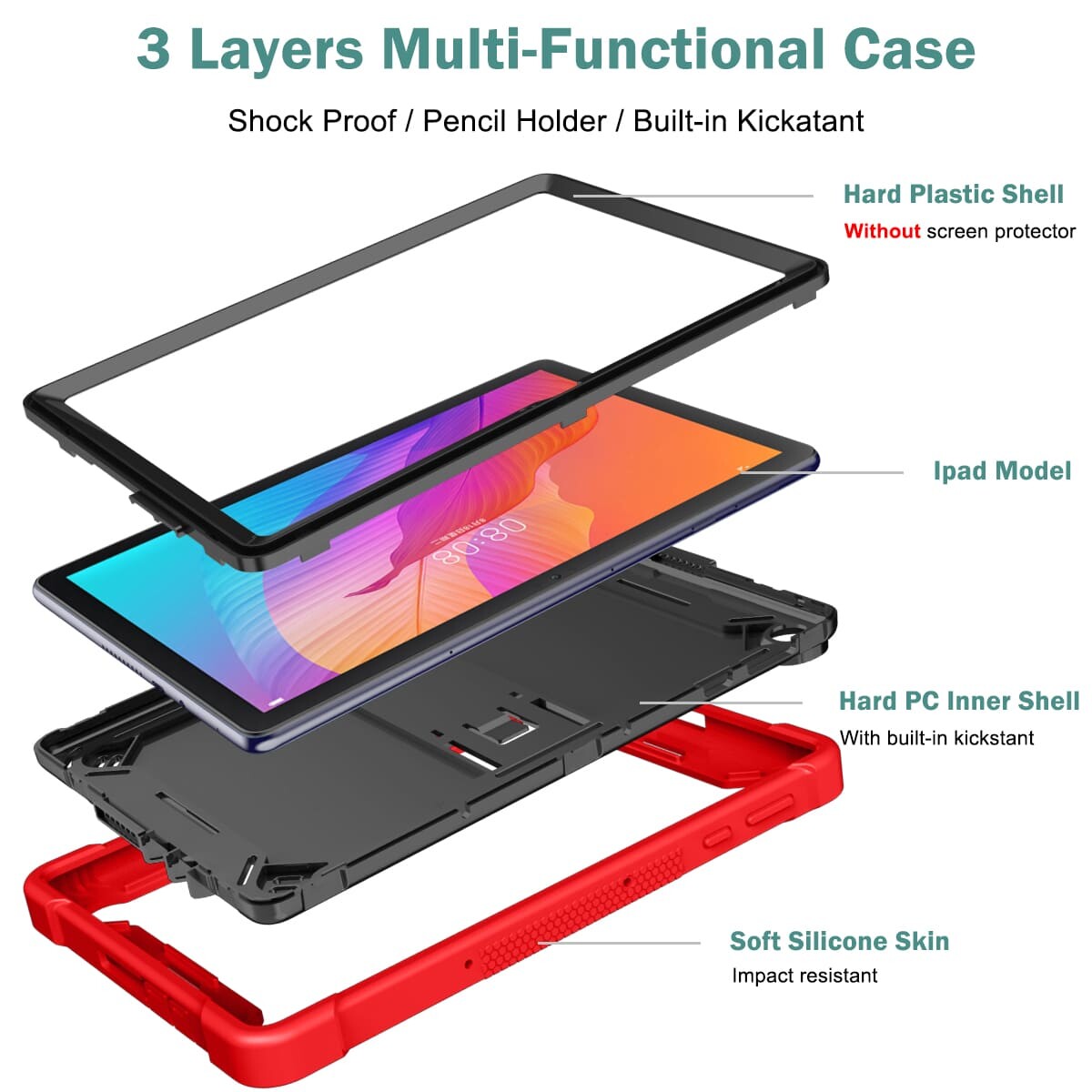 .Heavy Duty Shockproof Case;HUAWEI MatePad T 10S Case;Rugged Armor Tablet Cover;Kickstand Tablet Protective Cover;Shockproof Tablet Case;Durable Tablet Case for T 10S;Protective Case for T 10S;Rugged Protection Tablet Case;Lightweight Shockproof Cover;T 10S Drop Protection