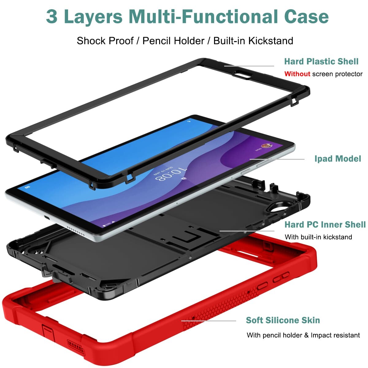 .Heavy Duty Shockproof Case;Lenovo TAB M10 HD X306 Case;Rugged Armor Tablet Cover;Kickstand Tablet Protective Cover;Shockproof Tablet Case;Durable Tablet Case for TAB M10 HD X306;Protective Case for TAB M10 HD X306;Rugged Protection Tablet Case;Lightweight Shockproof Cover;TAB M10 HD X306 Drop Protection