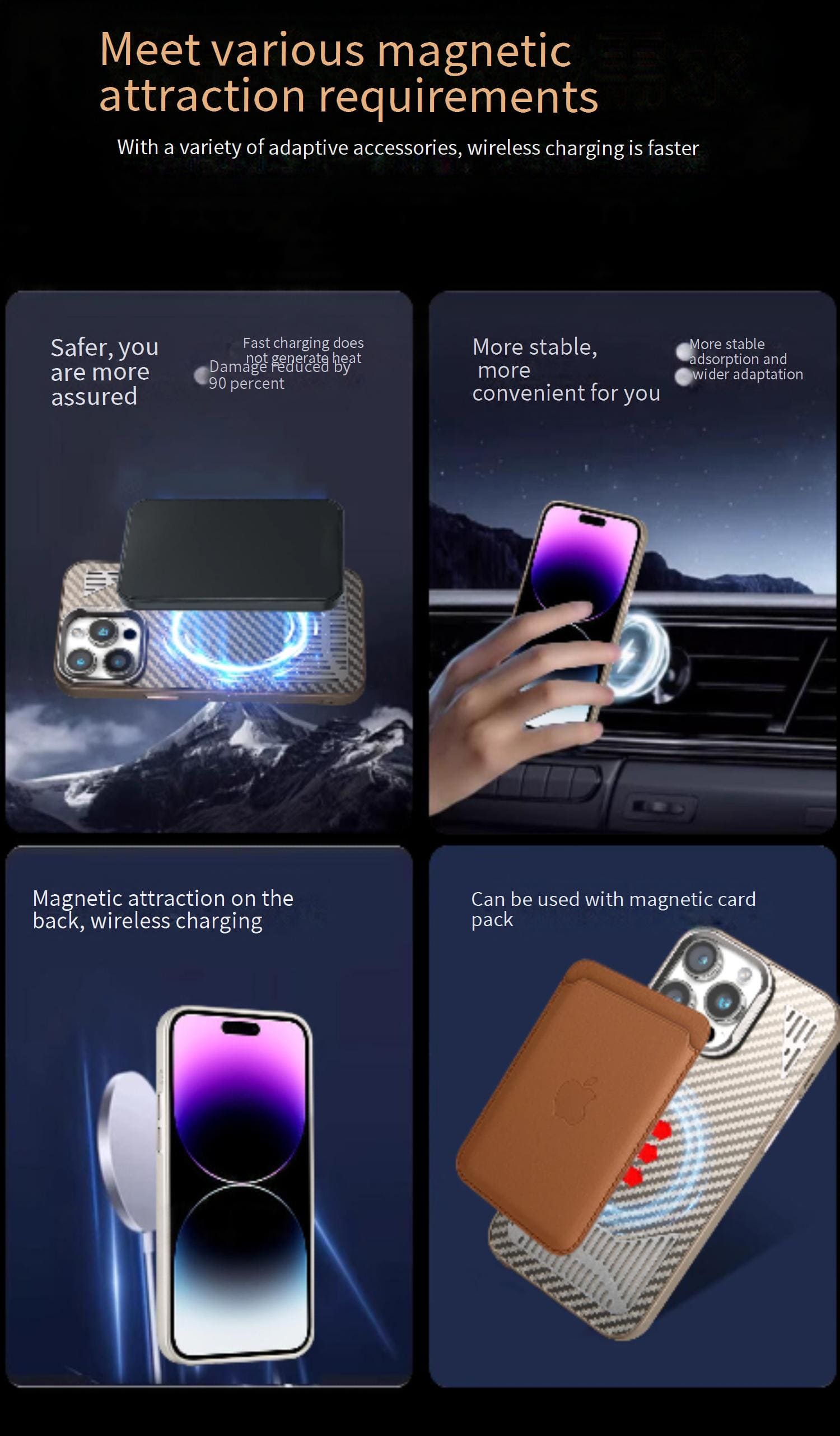 Heat Dissipation Phone Case;Magnetic Suction Phone Case;iPhone 11 Case;iPhone 12 Case;iPhone 13 Case;iPhone 14 Case;iPhone 15 Case;Plus/Pro/Pro Max Phone Case;Innovative Phone Protection;Durable Phone Case Design;Latest Phone Accessories 2024;Cooling Technology Phone Case