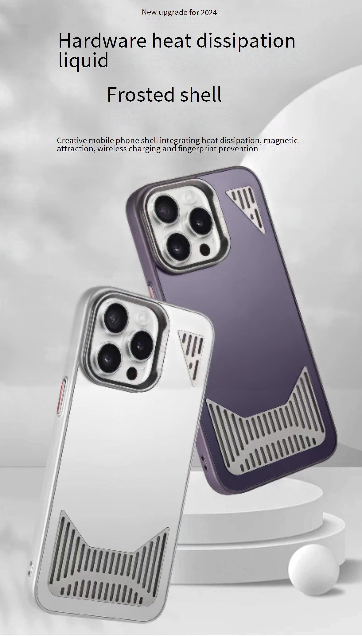 2024 New designs heat dissipation magnetic suction phone case for iphone 11 12 13 14 15 plus/pro/pro max