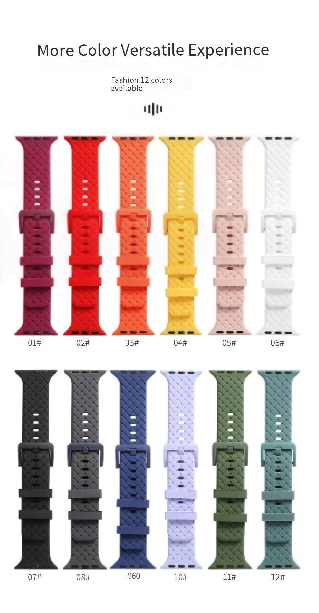 .Waterproof Smart Watch Strap;Rubber Braided Design Watch Band;Soft Silicone iWatch Strap;iWatch Series Accessories;Sport Style Smart Watch Strap;Durable Silicone Watch Band;Comfortable Smart Watch Strap;Stylish iWatch Bands;Adjustable Smart Watch Strap;Lightweight Sport Watch Band