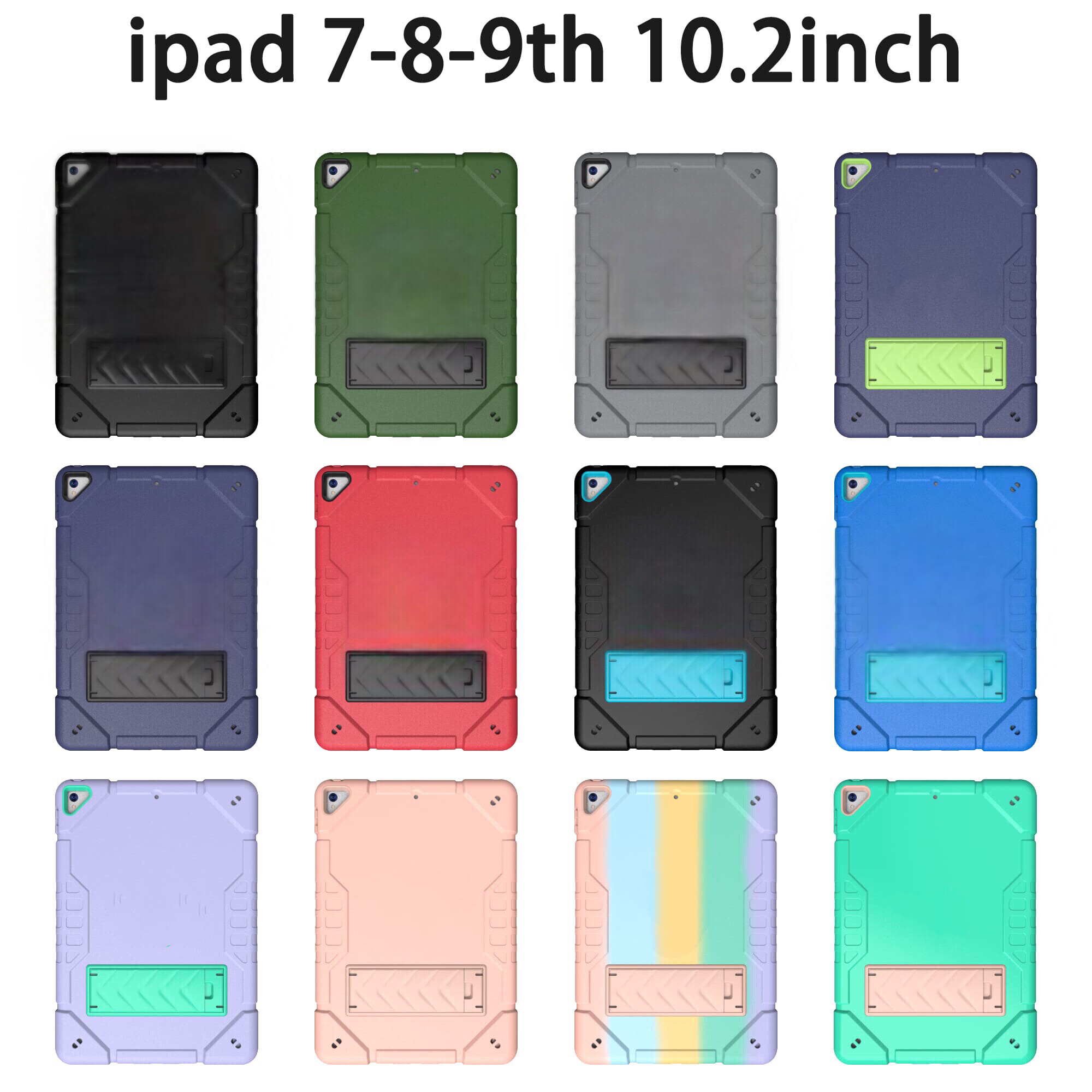 For iPad7 iPad8 iPad9 10.2inch Case holder Protective shockproof 2n1 Silicone tablet cases For iPad7 iPad8 iPad9 10.2inch