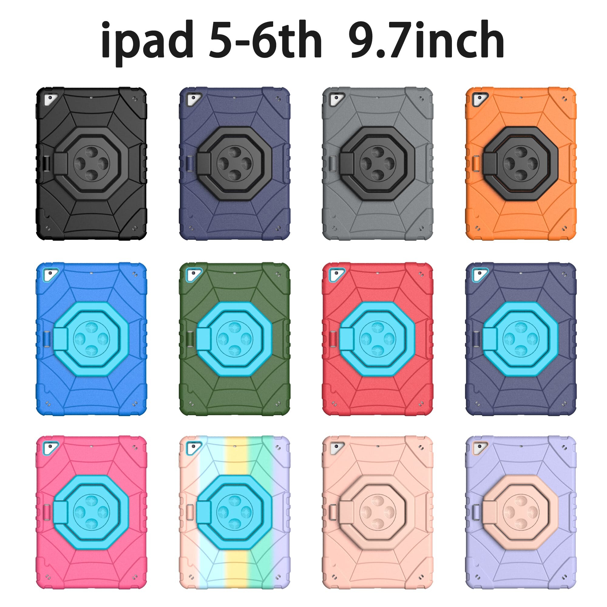 For iPad5 iPad6 9.7inch New arrivals 2024 holder Protective shockproof 2n1 Silicone tablet covers cases For iPad5 iPad6 9.7inch