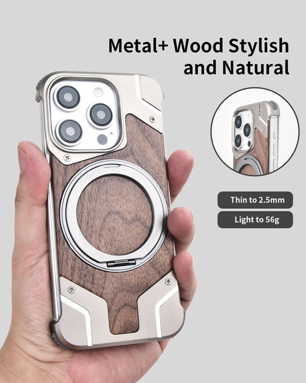 Stand phone case  walnut