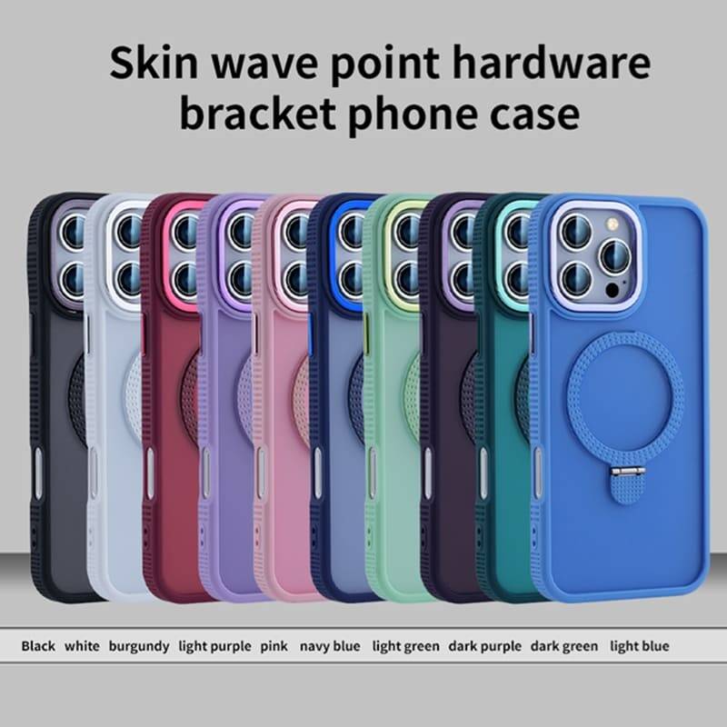 Iphone magnetic Skin-feel polka dot metal stand phone case for iPhone