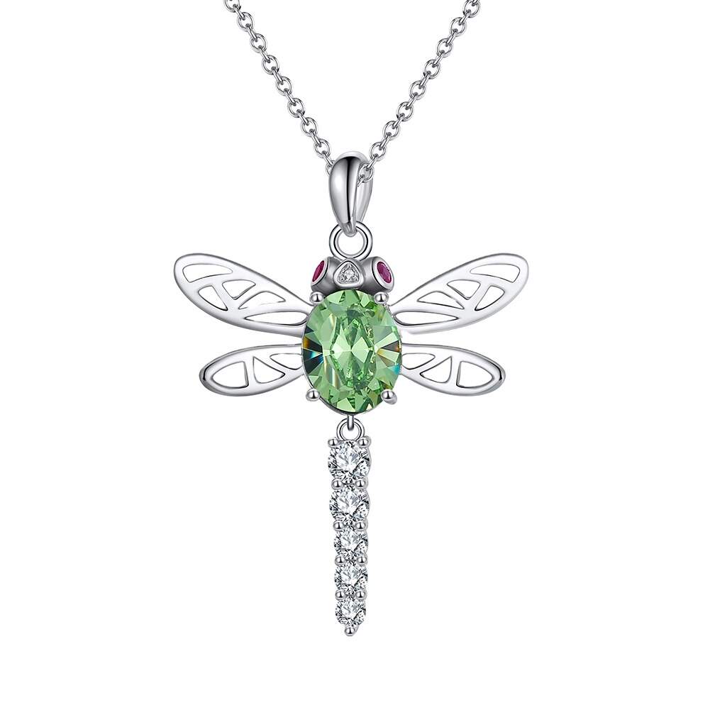 925 Silver Jewelry Crystal Cubic Zircon Dragonfly Necklace