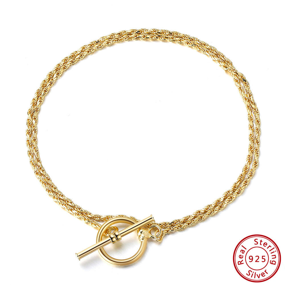 925 Sterling silver 14K Gold Plated Braided Chain Bracelet