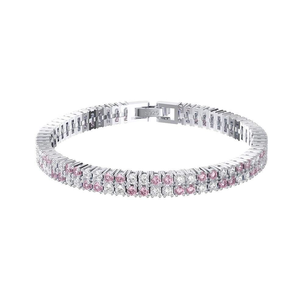 Purple Pink White Cubic Zircon Iced Out Hip Hop Diamond Women Tennis Bracelet