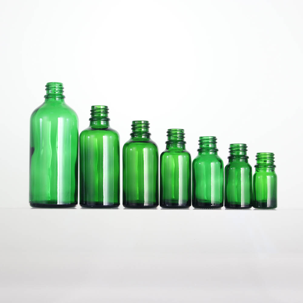 Wholesale in stock 5ml 10ml 15ml 20ml 30ml 50ml 100ml green standard glass bottle with made by automatic machine