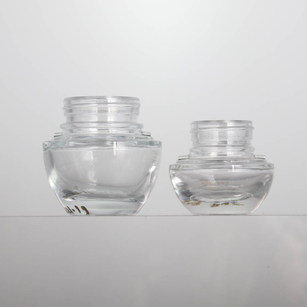 Hot Sale Luxury 20g 30g 50g Transparent Unique Shape Glass Jar for face cream Round Customization Screw Cap Silver Plated Lid