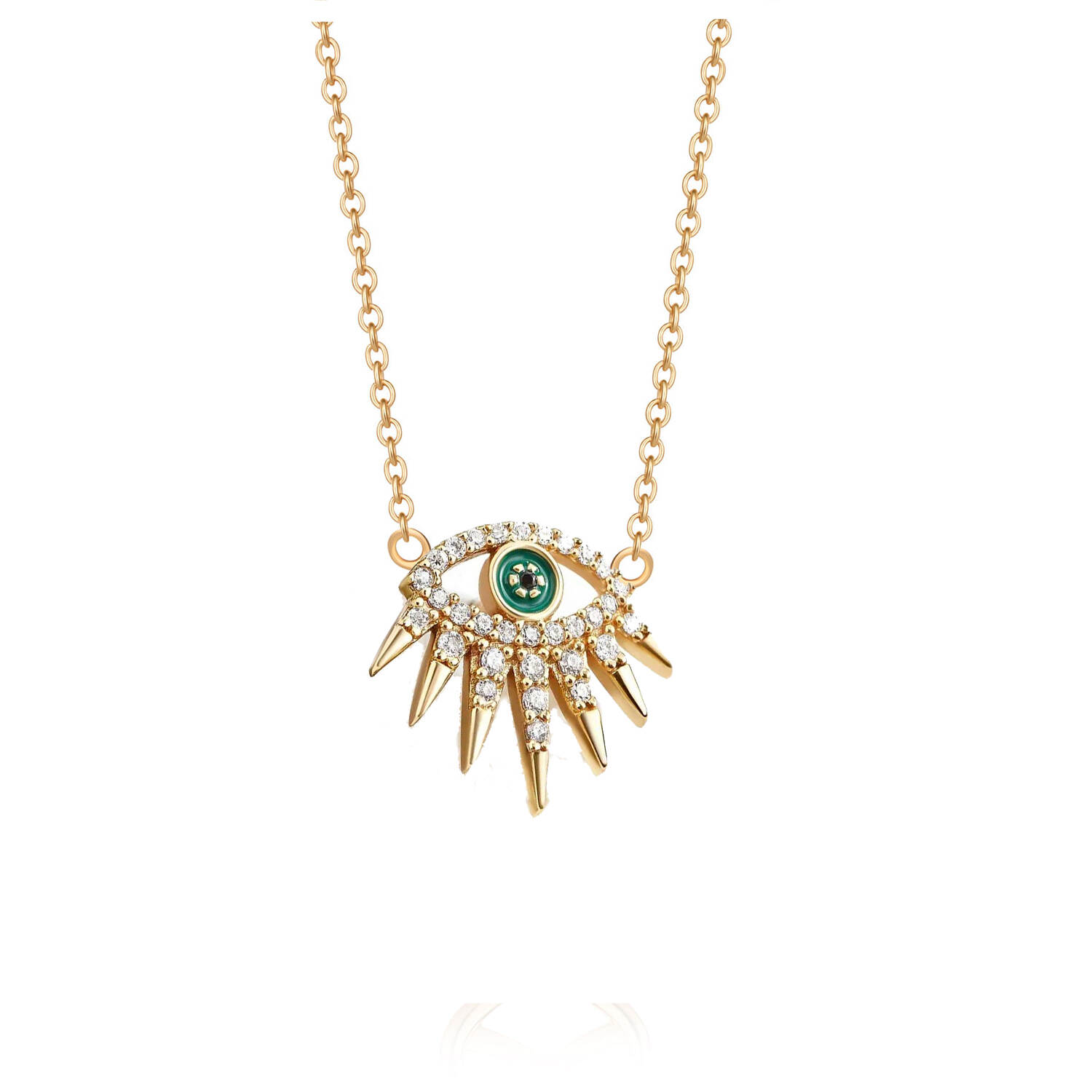 925 Silver Jewelry Set - Gold Evil Eye Pendant Necklace