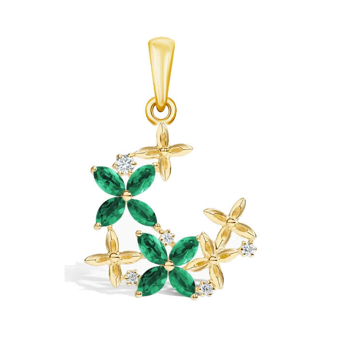 925 silver fashion jewelry sets - Floral Green Gemstone Pendant