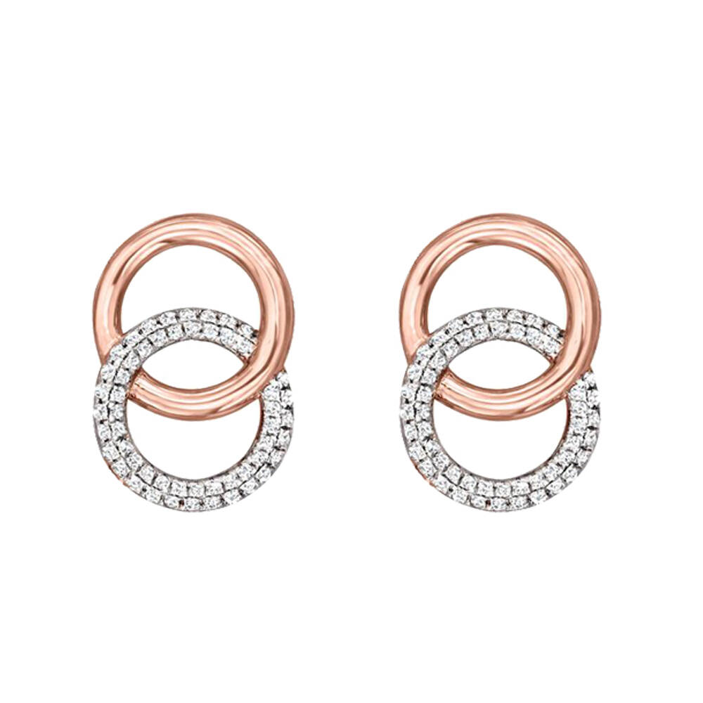 925 Silver Fashion Jewelry Sets- Rose Gold Interlocking Circle Earrings