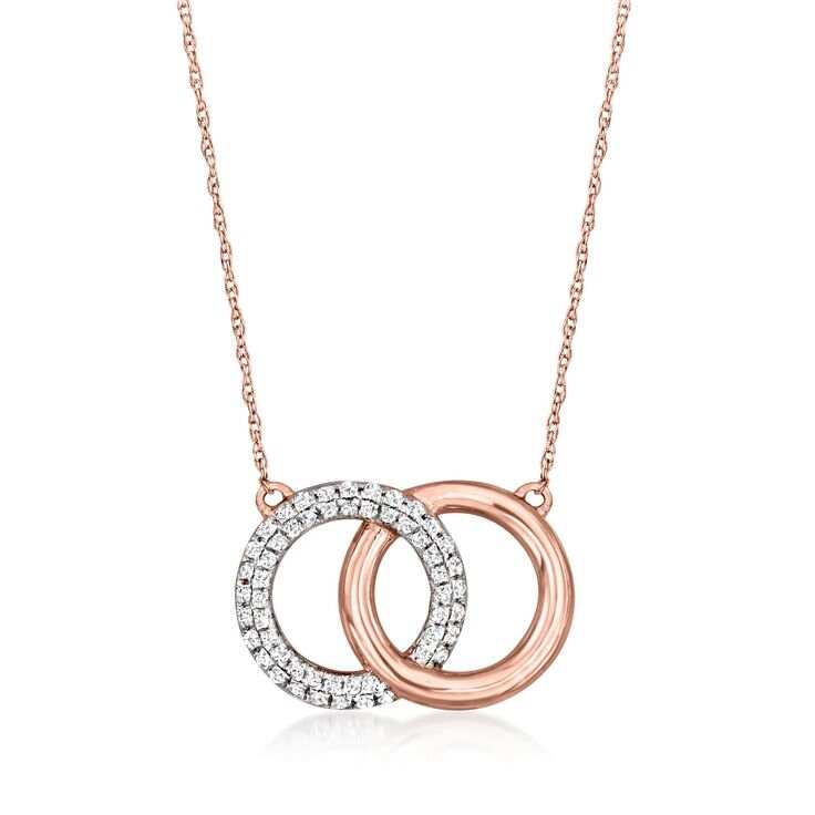 925 Silver Fashion Jewelry Sets- Rose Gold Interlocking Circle Necklace