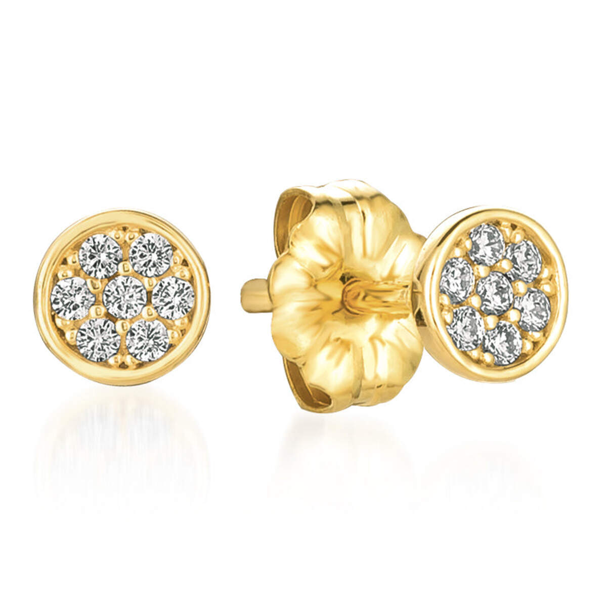 925 Silver High Quality Jewelry Set - Round Gold Cubic Stud Earrings
