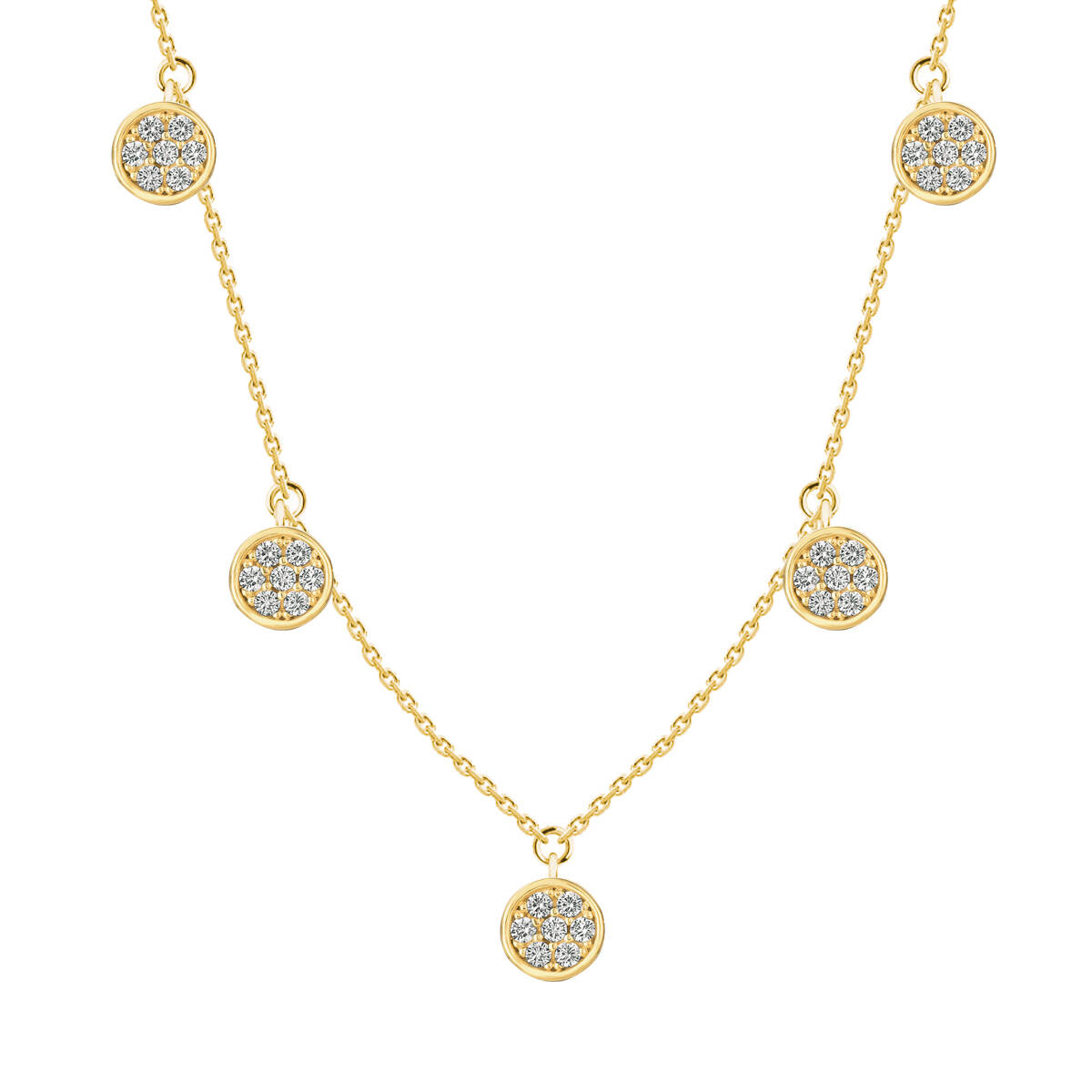 925 Silver Jewelry Fashion Set - Exquisite Gold Round Disc Necklace