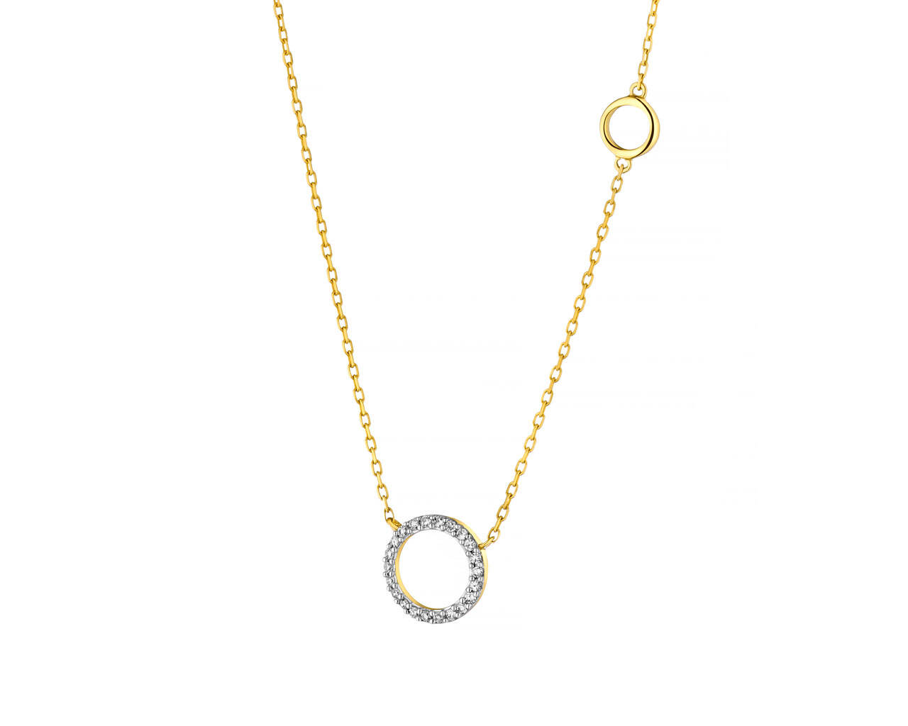 925 Silver Cubic Zirconia Jewelry Set - Gold Circle Pendant Necklace