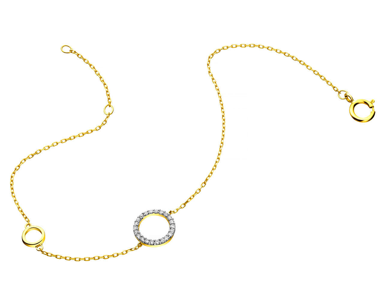925 Silver Jewelry Round Fashion Set - Gold Circle Zircon Bracelet
