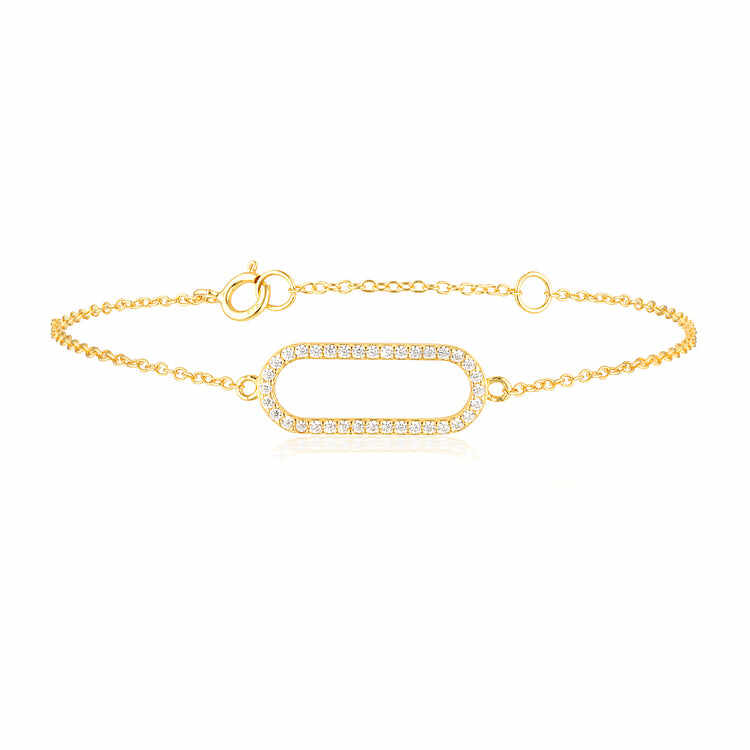 925 Silver Cubic Zirconia Jewelry Set - Minimalist Gold Chain Bracelet