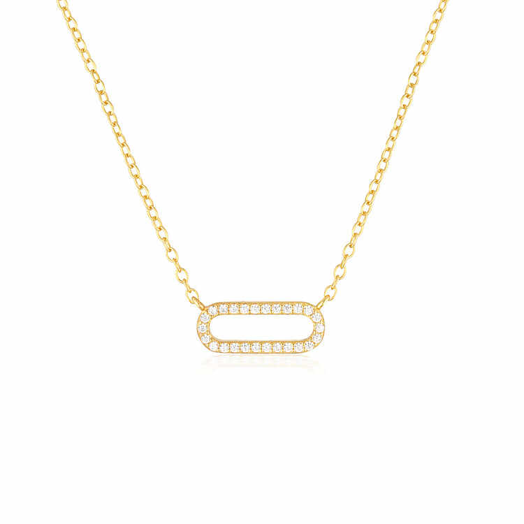 925 Silver Fashion Jewelry Sets - Gold Plated Paperclip Necklace