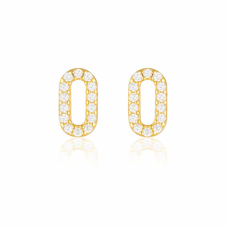 925 Silver Fashion Jewelry Sets - Gold Plated Paperclip Earrings