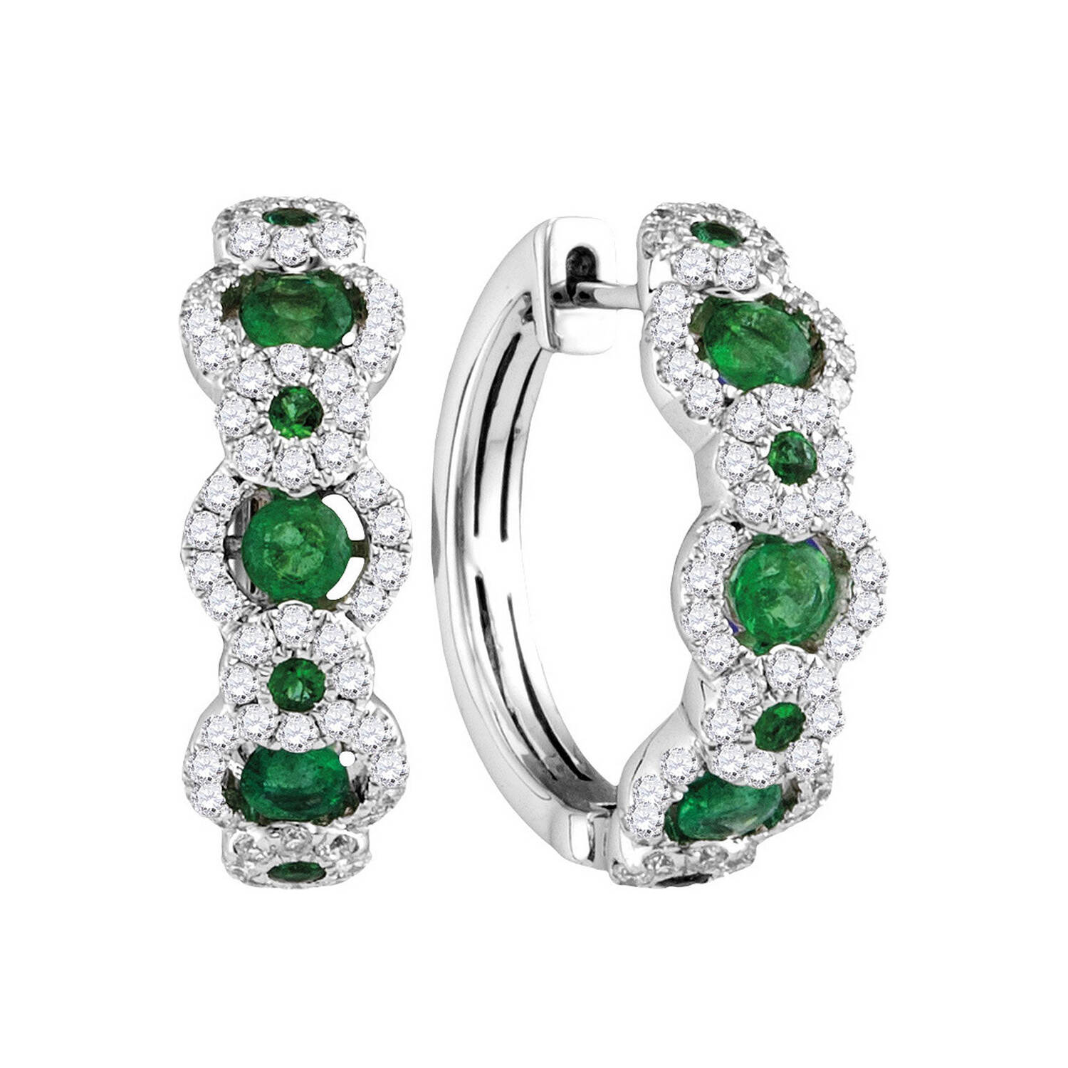 925 Silver High Quality Jewelry Set - Emerald Green Hoop Earrings