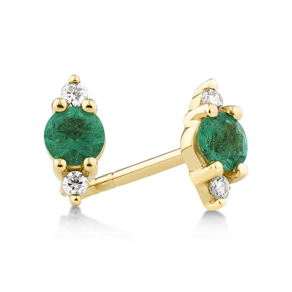 925 Silver Fashion Cubic Zirconia Jewelry Set - Emerald Gold Stud Earrings