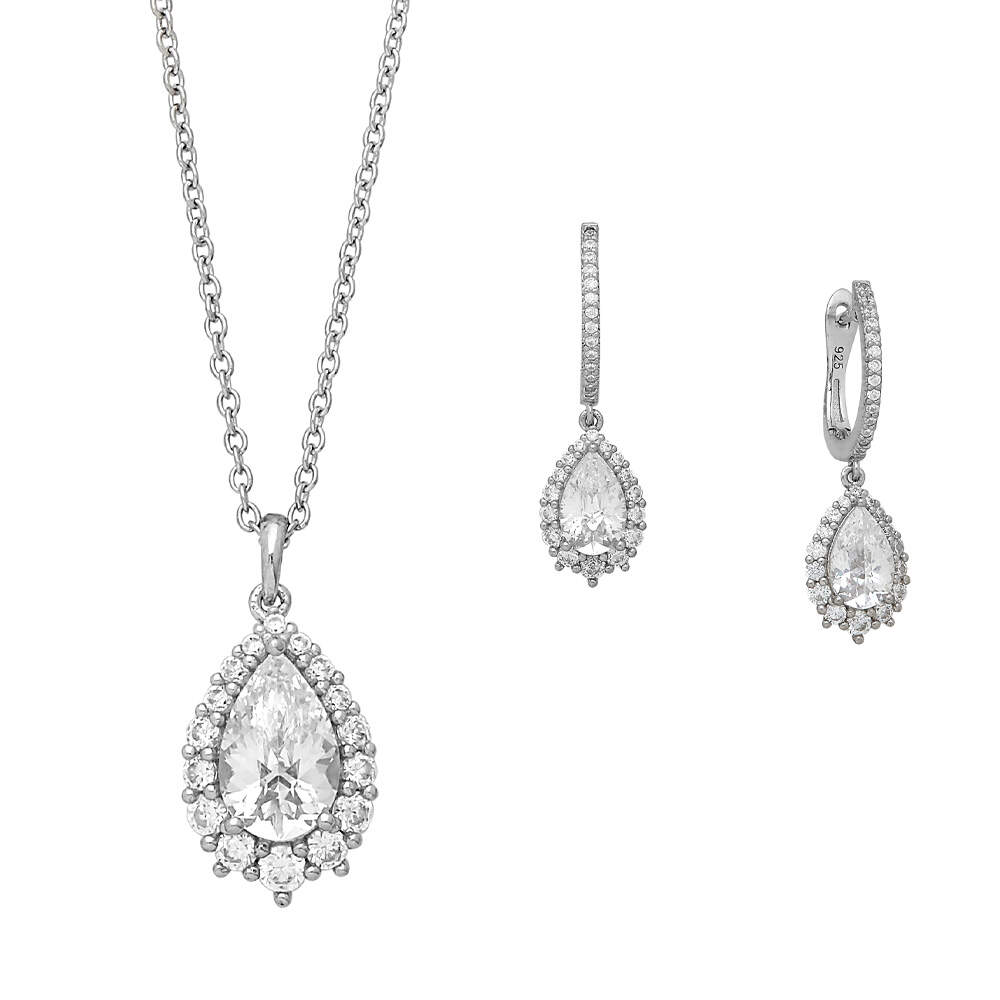 925 Silver Cubic Fashion Jewelry Set - Exguisite Teardrop Jewelry Set