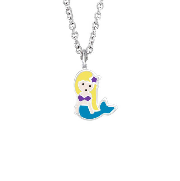 925 Silver Jewelry Kids Set - Enamel Mermaid Necklace
