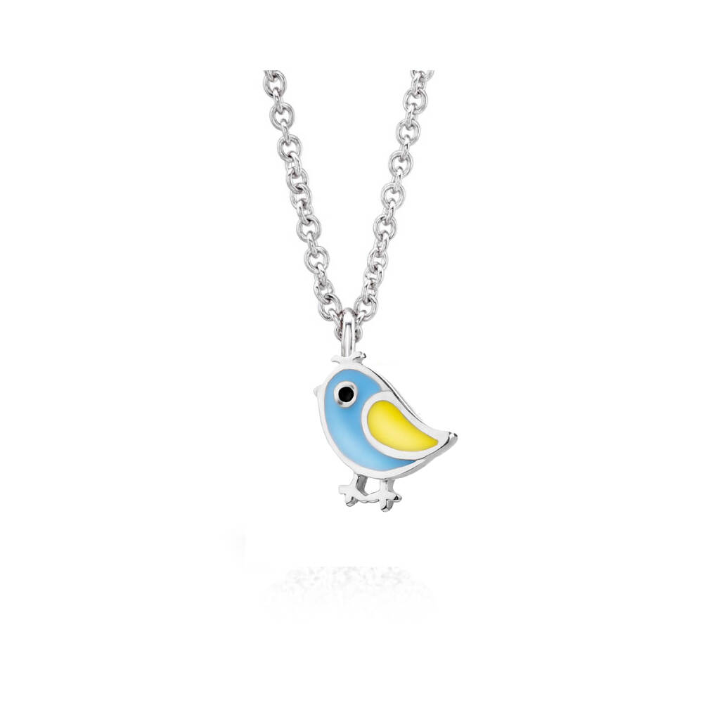 925 sterling silver jewelry for kids set - Bird-Shaped Enamel Sterling Silver Necklace