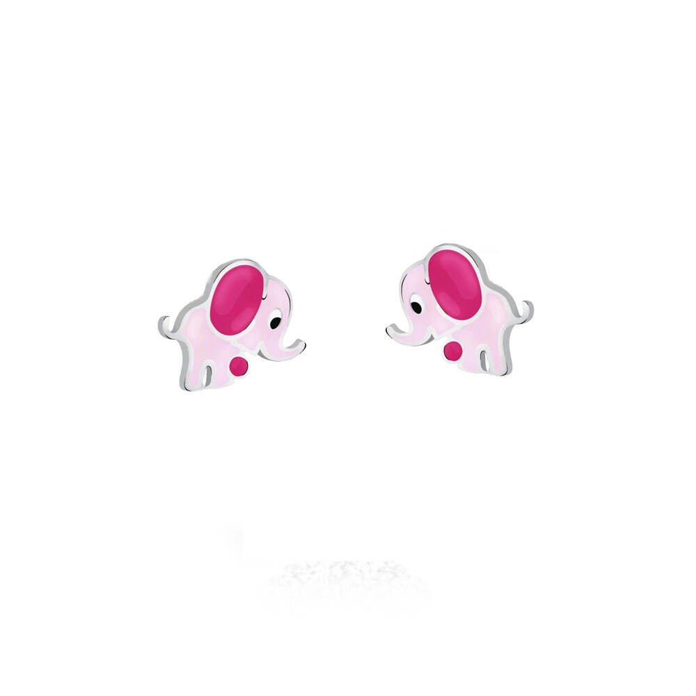 925 Sterling Silver Jewelry For Kids Set - Pink Elephant Stud Earrings