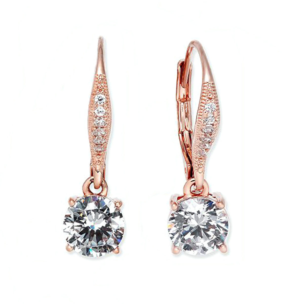 925 Silver Women's Classic Fashion Jewelry Set -Round Cut Dangle Leverback Earrings