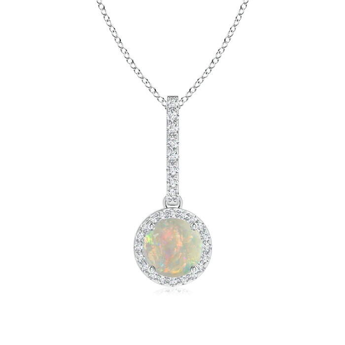 925 Silver Classic Enduring Opal Jewelry Set - Round Cut Halo Opal Pendant