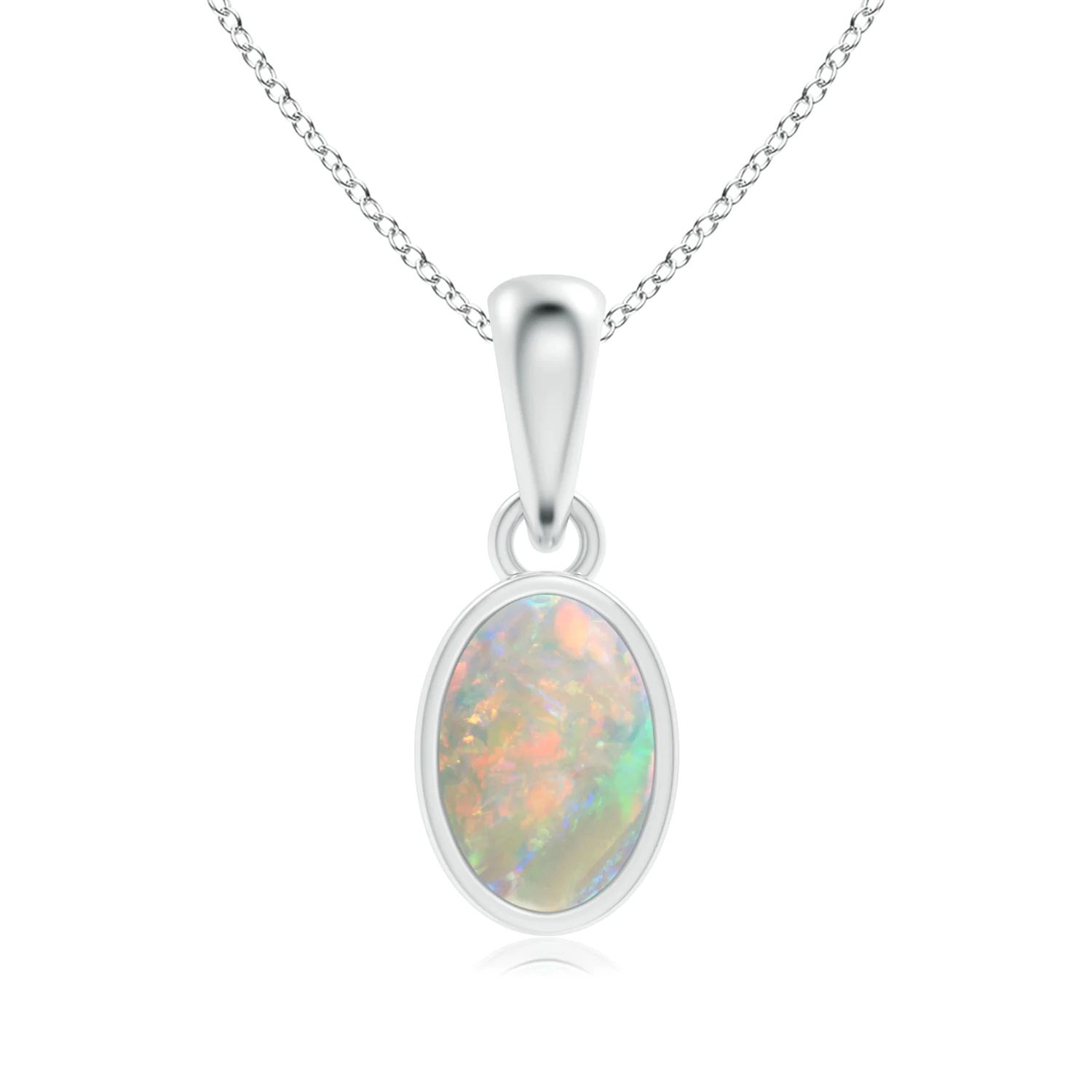 925 Silver Opalescent Elegance Jewelry Set -  Timeless Oval Opal Pendant