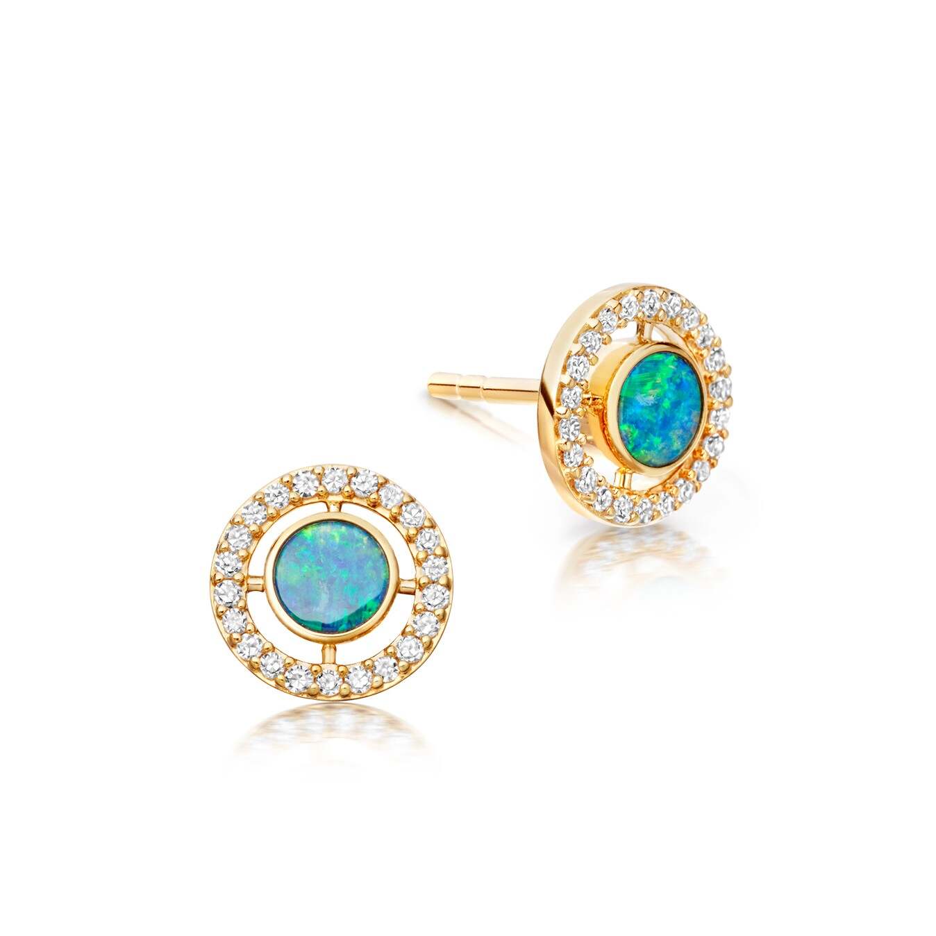 925 Silver The Elegant Jewelry Opal Set - Round Circle Opal Stud Earrings