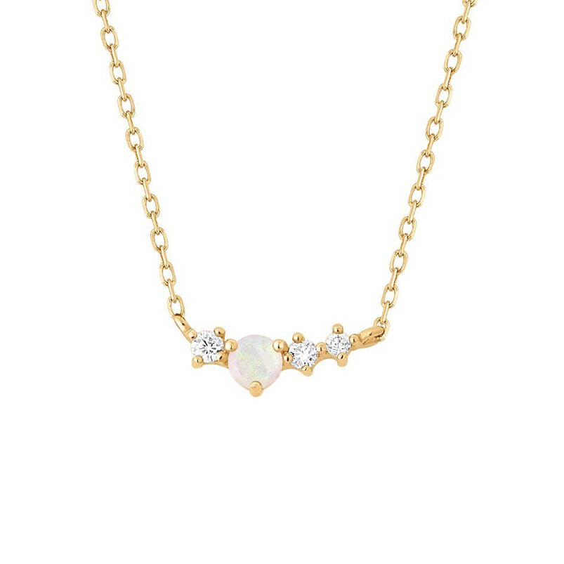 925 Silver Opal Set - Exquisite Gold Opal Necklace
