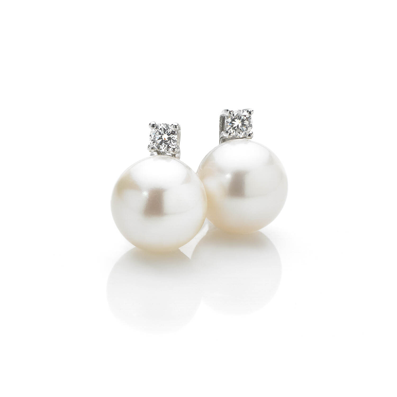 925 Silver Simple Classic Freshwater Pearl Set - Round Cubic with Freshwater Pearl Earrings