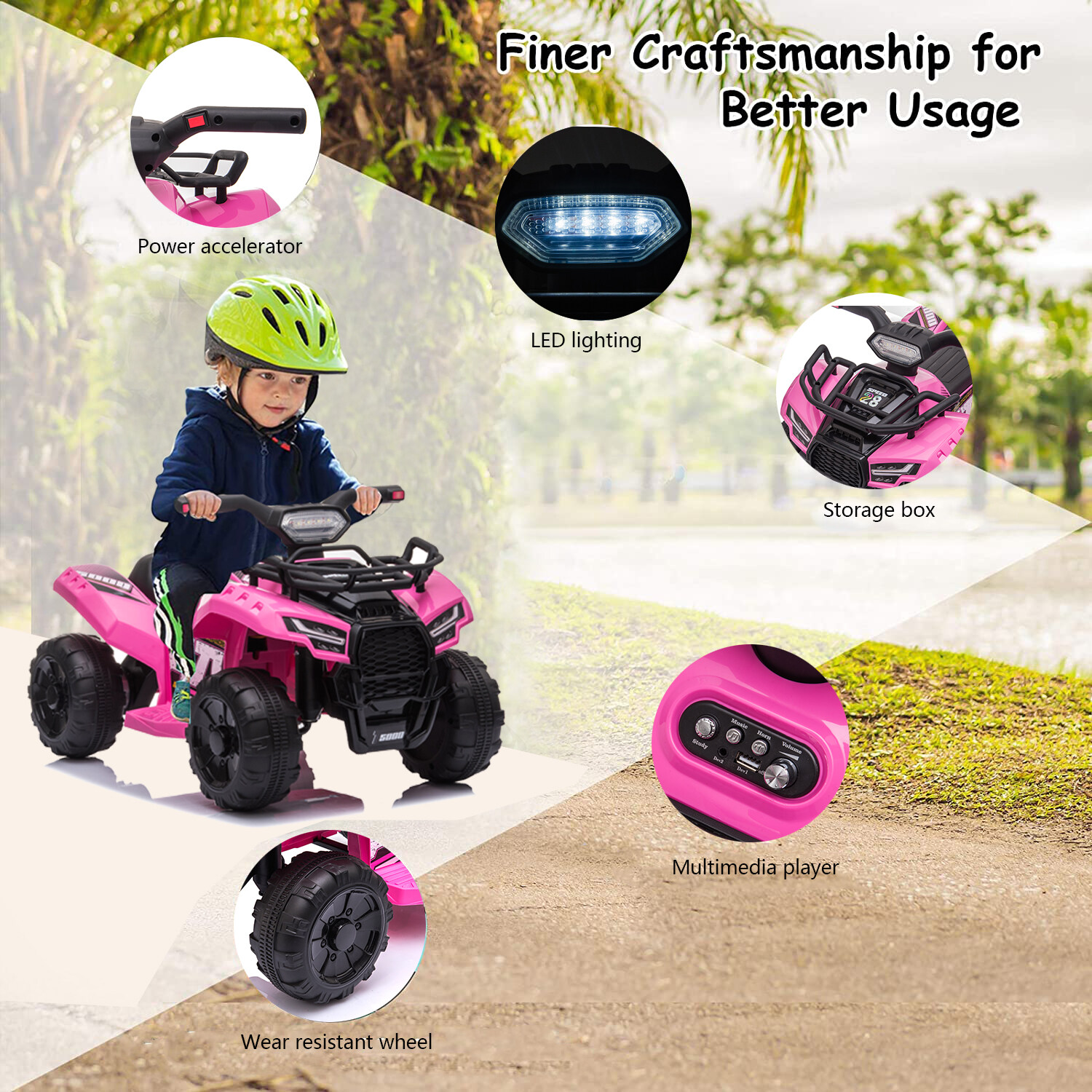 Kinder fahren mit ATV 6V Batterie, 4-Rad-Quad-Auto für Kinder im Alter von 18 bis 36 Monaten