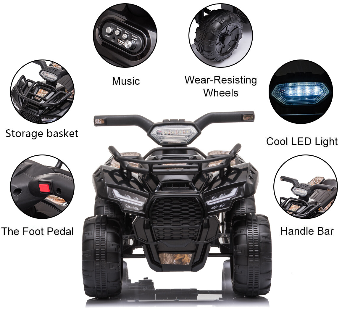 Kinder fahren mit ATV 6V Batterie, 4-Rad-Quad-Auto für Kinder im Alter von 18 bis 36 Monaten