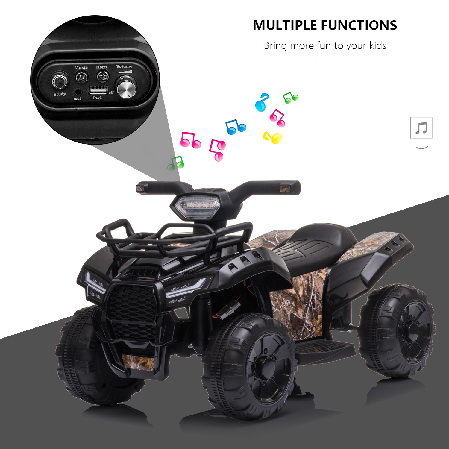 Kinder fahren mit ATV 6V Batterie, 4-Rad-Quad-Auto für Kinder im Alter von 18 bis 36 Monaten