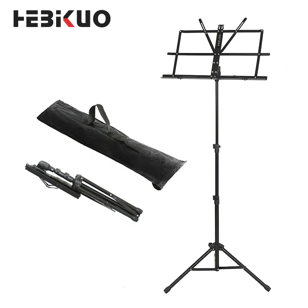 HEBIUO Tripod Base Large Music Book Nota Stand Metal Black Music Stand