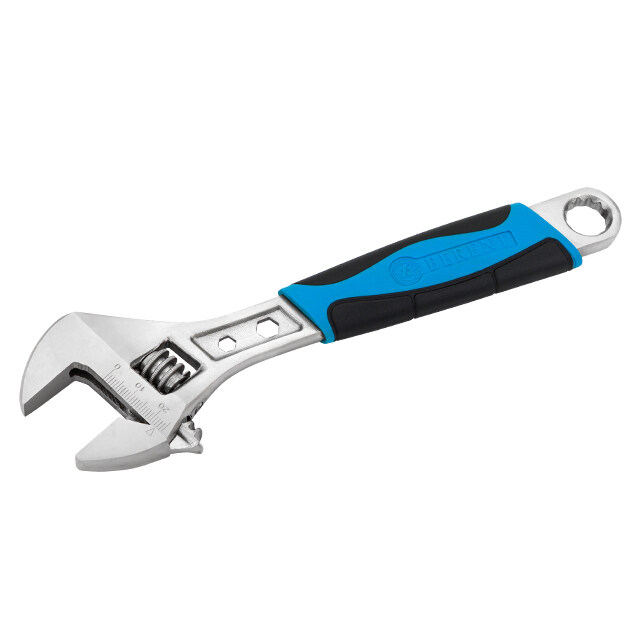 BT2509 Two-tone Soft Grip Adjustable Wrench, Nickel Iron Plated